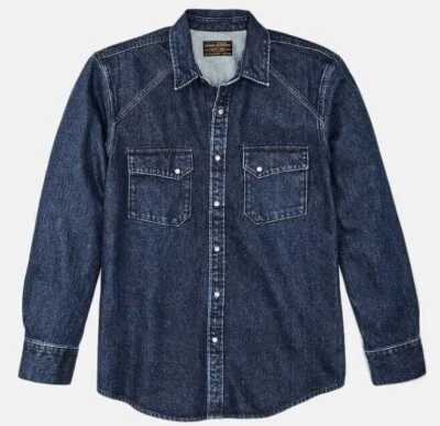 Filson Denim Stampede Shirt 20263537 Indigo Western Dark Wash Jean Pearl Snap CC - Image 1 of 2