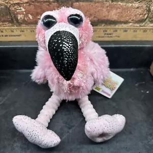 Wild Republic Flamingo Plush Sassy Eyes Pink Heart Jewel Glitter Beak w / Tag - Picture 1 of 18