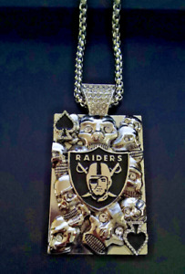 Necklace Las Vegas Raiders Football V-Neck Bling Silver Pendant Fan + 23" Chain