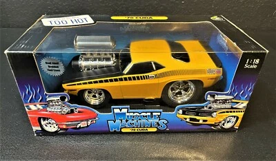Muscle Machines 1970 Cuda Yellow With Black Hood 1:18 Scale  - Image 1 of 4