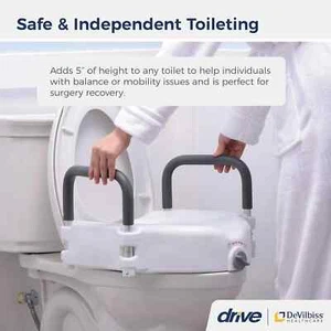 Drive Medical RTL12027RA 2-in-1 Toilettensitzerhöhung mit abnehmbaren gepolsterten Armen - Bild 1 von 2