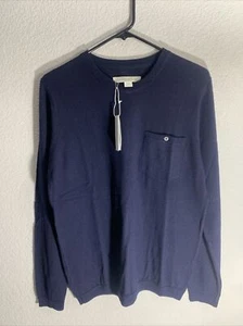 Outerknown Palisades Pocket Crewneck Sweater Merino Wool Dark Navy Size M $198 - Picture 1 of 5