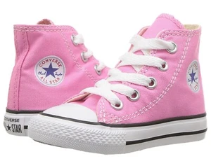 NEW INFANT TODDLER CONVERSE PINK WHITE HI 7J234 CANVAS UPPER FREE SHIPPING - Picture 1 of 7