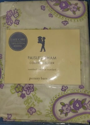 New Pottery Barn Kids PURPLE PAISLEY Standard SHAM pillowcase Lavender - Image 1 of 2