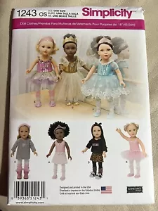 NEW* Simplicity #1243 18” Doll Clothes Sewing Pattern - Picture 1 of 2