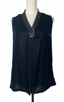 T Tahari Women’s Black Velvet Rosalyn V Neck Sleeveless Top Size M Blouse - Image 1 of 4