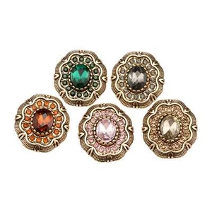 5pcs Vintage Style Oval Gemstone Buttons, Red, Gray, Green, Gold 18mm,25mm - Picture 1 of 8