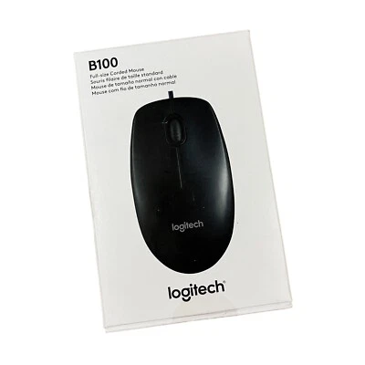 Logitech B100 Corded Mouse Wired USB Mouse Black New - Image 1 of 4