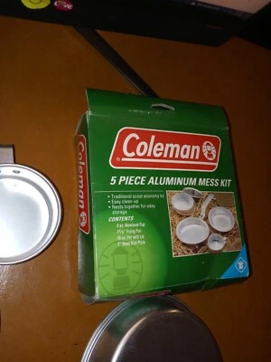 COLEMAN 5 PIECE ALUMINUM COOKING KIT - CUP/FRYING PAN/POT/POT COVER/PLATE - Image 1 of 4