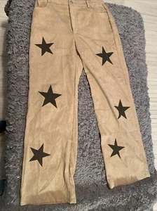 Ladies corduroy wide leg pants with stars - Picture 1 of 4