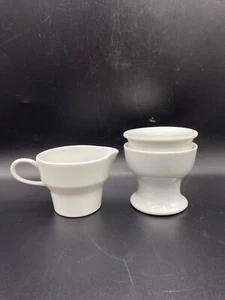 1950-60er Contempri White by Royal Jackson Zucker- und Milchkännchen mit Deckel Paul McCobb - Bild 1 von 5