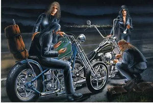 Dark Roadside Repairs Easyriders Harley Davidson David Mann Poster Print - Picture 1 of 3