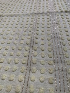 Vintage Yellow Pops Gold Lurex Morgan Jones Chenille  Bedspread FABRIC~ 15 X 21” - Picture 1 of 3