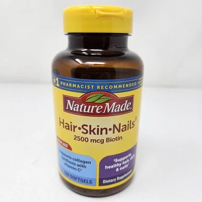Nature Made Hair Skin and Nails 2500 mcg Biotin - Dietary Supp. Expire June 2026 - Image 1 of 3
