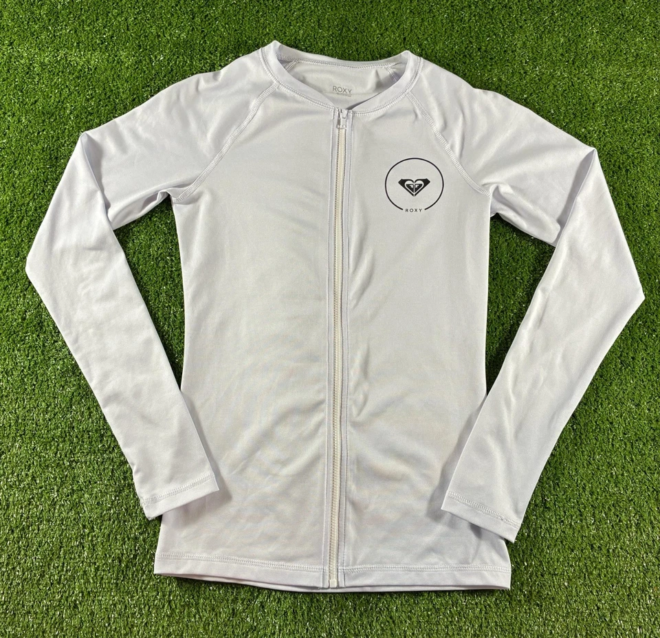 Roxy Women's Lycra Essentials Zip Rash Guard Full Sleeve Size Xtra Small White  - Image 1 of 4