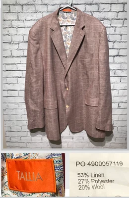 Blazer/abrigo deportivo Tallia, para hombre 54XL, rosa a cuadros lino/lana/poliéster parches en el codo Foto 1 de 4