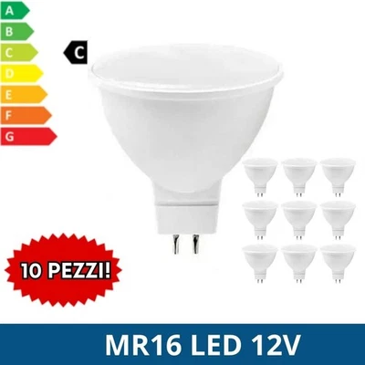 MR16/GU5.3 LED 12V | 10 FARETTI LED da 3W 5W 6W 7W 8W Luce Fredda Naturale Calda - Immagine 1 di 4