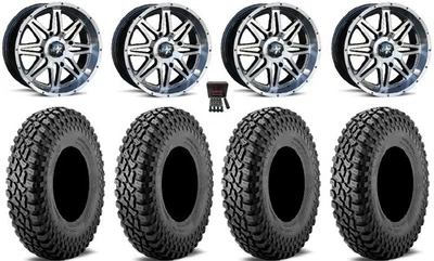MSA Vibe 14" Wheels Dark Tint 32" Incursion A/T Tires Yamaha Viking Wolverine - Imagem 1 de 4