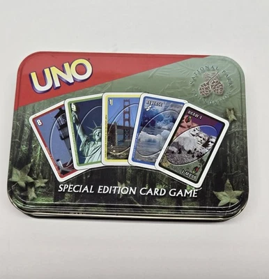 UNO National Parks Game Collectors Tin * EXCLUSIVE BEAR ALERT CARDS * Complete - Image 1 of 4
