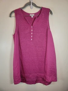 J Jill Love Linen Womens Pink Sleeveless Top Tank Tunic M - Picture 1 of 16