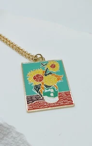 Art Lovers Pendant Necklace Vincent Van Gogh Sunflowers - Picture 1 of 6