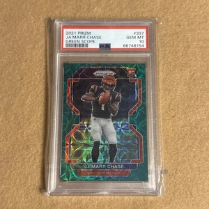 2021 Panini Prizm Ja'Marr Chase RC Green Scope Rookie #75 Bengals PSA 10 #337 - Picture 1 of 2