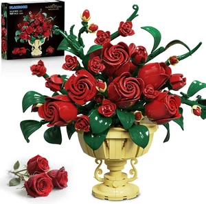 Rose Flower Building Set 969PCS Bouquet Blocks with Pot Home Decor Gift - Picture 1 of 12