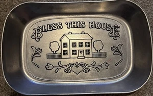 VTG Wilton Armetale Bless This House Pewter Bread Plate Serving Tray(K2) - Picture 1 of 7