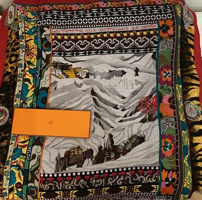 Hermes Scarf Carre 120 La Femme Aux Semelles De Vent | Grail Shawl Mint - Image 1 of 3