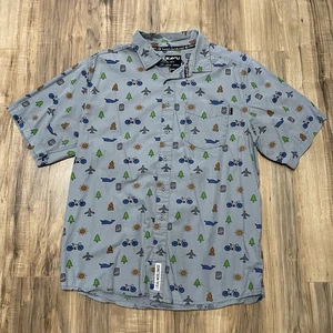 Camisa Narwal Kavu Para Hombres Talla Grande Abotonada Gris Viaje Avión Naturaleza Bicicleta - Imagen 1 de 11