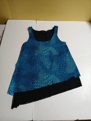 Inc international concepts blue geometric sleeveless nylon lined blouse medium - Image 1 of 4