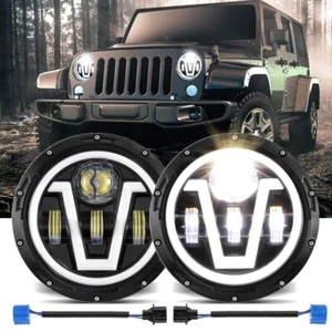 7" LED Headlight Amber Turn Signal Light&DRL Hi/Lo for Jeep Wrangler JK LJ CJ TJ - Picture 1 of 12