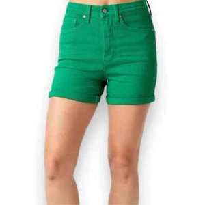 NWT Judy Blue Size Small Ivy High Rise Kelly Green Tummy Control Classic Shorts - Picture 1 of 7