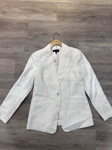 NWT Talbots Women White Linen Blazer Jacket - Size 2 - Picture 1 of 8