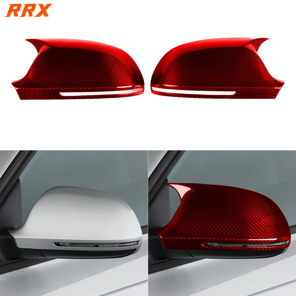 Cubierta de tapa de espejo retrovisor lateral de fibra de carbono seca roja para Audi A4 B8 2009-2012 Foto 1 de 4