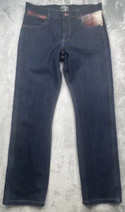 Wrangler x Pendleton Jeans Mens 34x31 Dark Blue Wash Red Plaid Wool Back Yoke - Picture 1 of 18