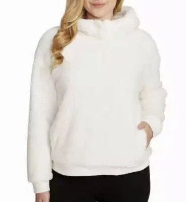 New Lukka Lux Ladie’ Cozy Sherpa Fleece Hoodie Medium M White  - Image 1 of 3