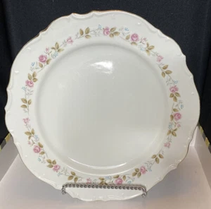 Lg Bristol Spring Garden 12” Platter Fine China Japan pink floral gold trim VGUC - Picture 1 of 7