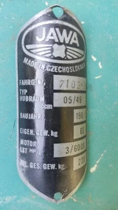 Typenschild Jawa Moped 50ccm BJ 1966 - Bild 1 von 3