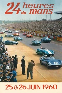 24 HOURS OF LEMANS 1960 by YVES DEBRAINE Vintage race car poster - Picture 1 of 1