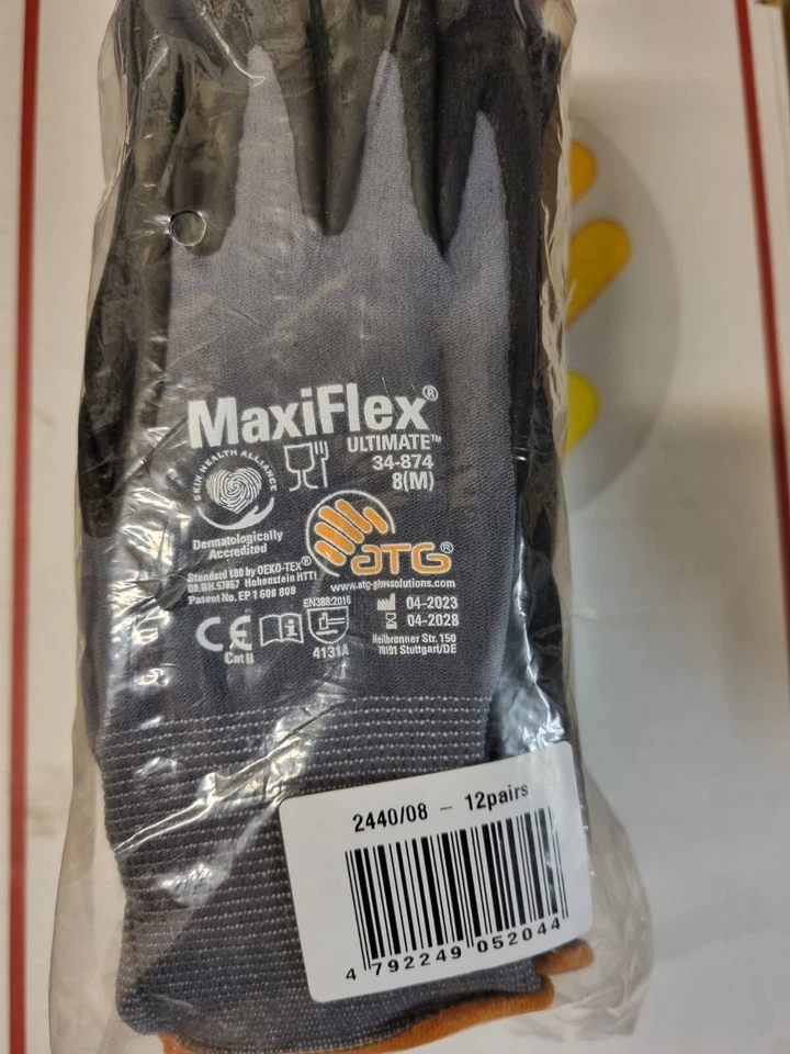ATG MaxiFlex 34-874 Ultimate 12 Paar Montage-Garten-Arbeitshandschuhe Gr:8/M - Bild 1 von 1
