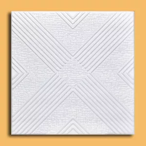 Piastrelle per Soffitto, Incolla, Fai da Te Moderno Polistirolo Decorativo, MALTA 20" x 20" Bianco - Foto 1 di 2