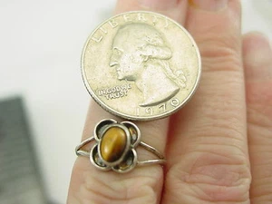 STERLING SILVER 925 Brown Tiger's Eye Gemstone Ring size 6 - Picture 1 of 5