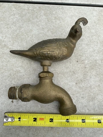 Vtg Antique Brass Faucet Quail Original 1930's Plumbing Fixture Spigot Art Deco Cover