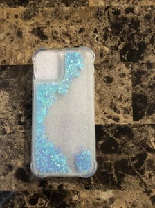 iPhone 12 / 12 Pro Phone Case Blue Stars Glitter Sand 6.1” Protection New Open - Picture 1 of 12