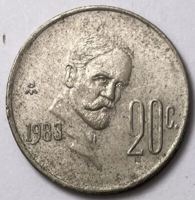 Moneda 20 Centavos México 1983 M Francisco Indalecio Madero Águila Trampas Serpiente 152 Foto 1 de 2