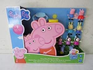 New Hasbro Peppa's Club Peppa Pig Carry-Along Brothers & Sisters 9 Figures Case - Picture 1 of 5