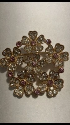 Broche broche ramo de flores de cristal rosa y transparente Monet nuevo Foto 1 de 3