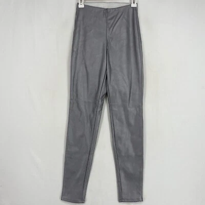 Leggings Divididos H&M Para Mujer 24 Cintura Imitación Cuero Plata Oscura Tirar Alto Foto 1 de 4