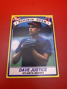 1991 Post Cereal Dave Justice Rookie Stars Series #1 Of 30 Atlanta Braves